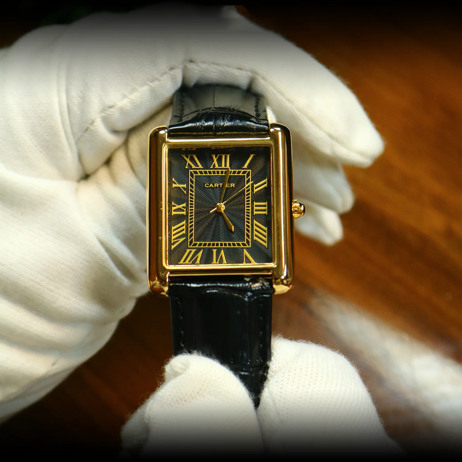 Gold sunburst dial detail