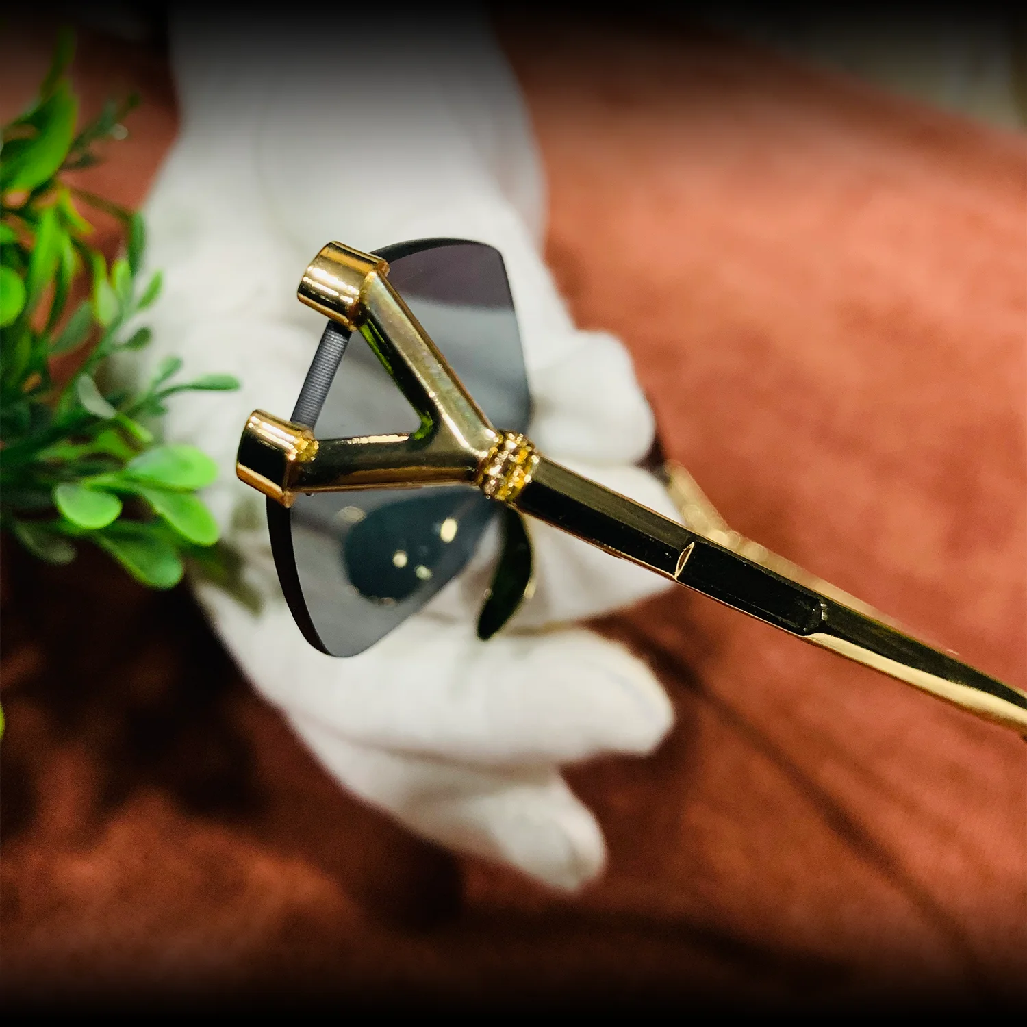 Side view showing temple arm craftsmanship